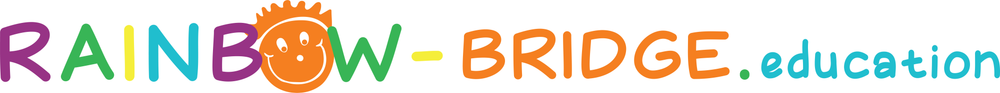 Rainbow Bridge Education's secondary logo. The web address rainbow-bridge.education is illustrated, with the